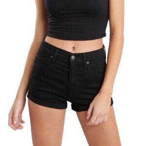 GARAGE Retro High Waist Jean Shorts Black Denim Stretch Western Cowgirl 5